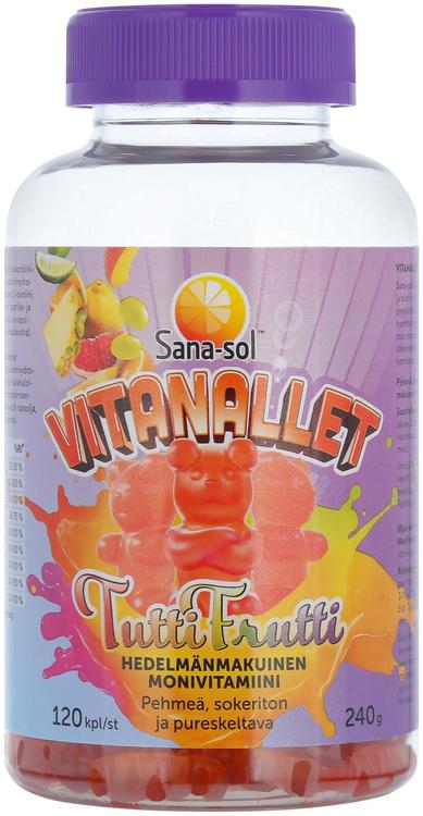 Sana-sol Vitanallet Tuttifrutti monivitamiinivalmiste 120kpl / 240g