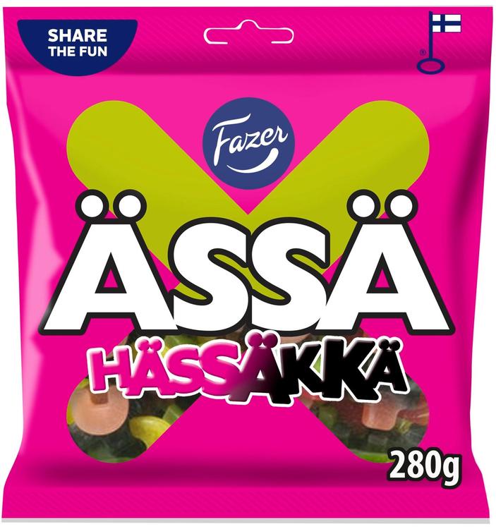 Fazer Ässä Hässäkkä hedelmä ja salmiakki karkkipussi 280g