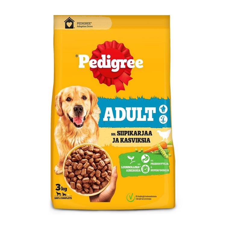 Pedigree Adult Siipikarjaa ja kasviksia koiran kuivaruoka 3kg