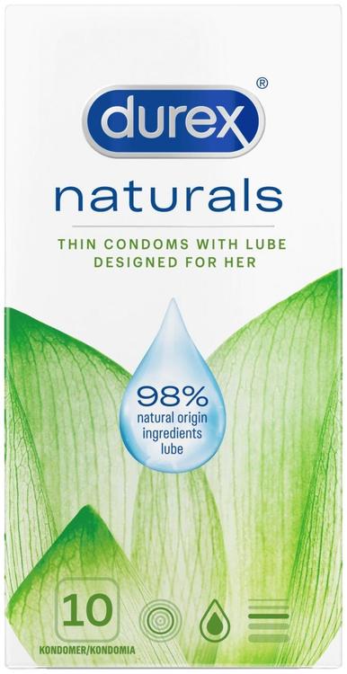 Durex Naturals Liukasteella Kondomi 10kpl