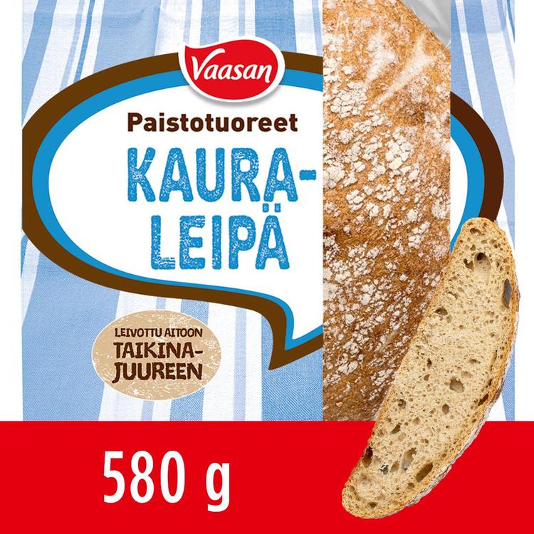 Vaasan Paistotuoreet Kauraleipä 580 g kauraisa sekaleipä