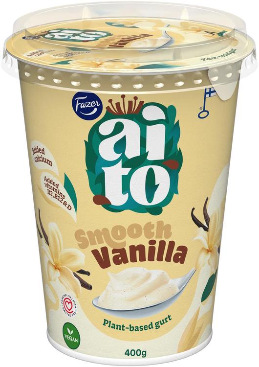 Fazer Aito Kasvipohjainen Gurtti Vanilja 400 g, vaniljakauravälipala