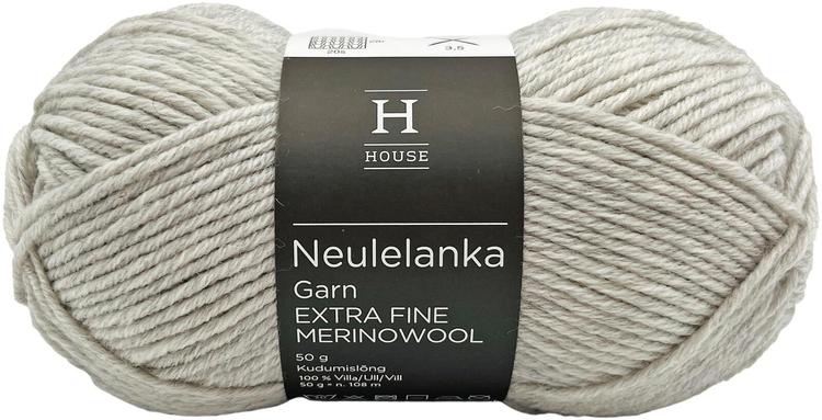 House neulelanka merinovilla 311120 50 g Light Grey Melange 23740