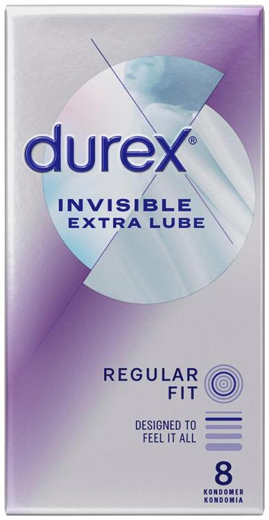 Durex Invisible Extra Lube Regular Fit Kondomi 8kpl