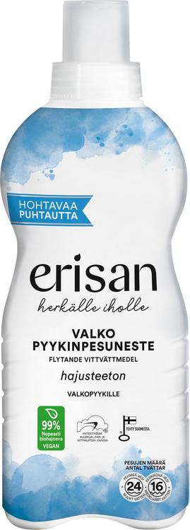 Erisan hajusteeton valko pyykinpesuneste 850 ml