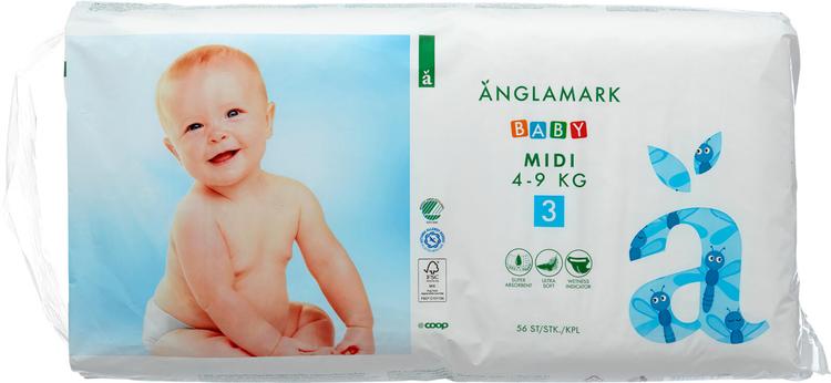 Änglamark Baby teippivaippa 3 midi 4-9 kg 56 kpl