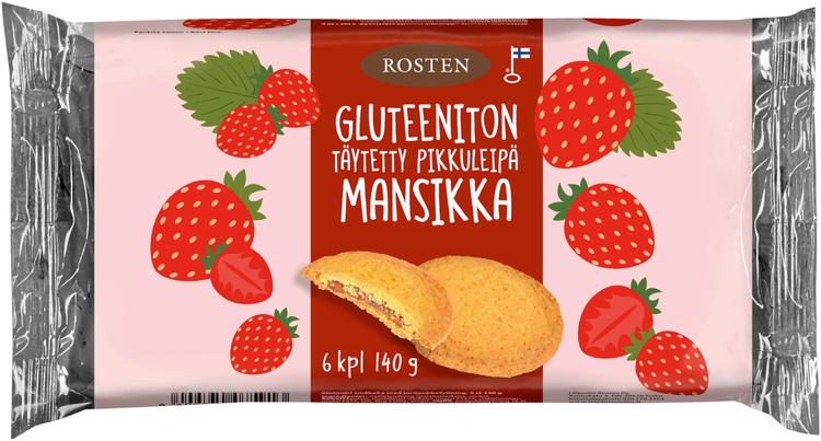 Rosten Gluteeniton täytetty pikkuleipä Mansikka 140 g