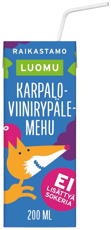 Raikastamo Luomu Rypäle-Karpalopillimehu 200ml