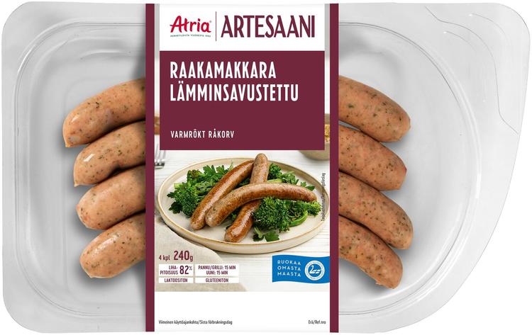 Atria Artesaani Lämminsavustettu Raakamakkara 240g