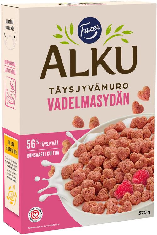 Fazer Alku Vadelmasydän täysjyvämuro 375 g