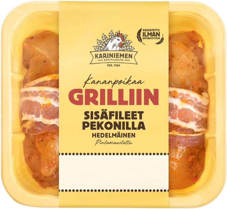 Kariniemen Kananpojan sisäfileet pekonilla 380 g