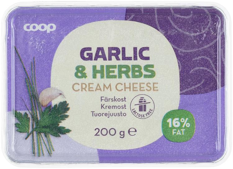 Coop Valkosipuli & yrtit tuorejuusto laktoositon 200 g