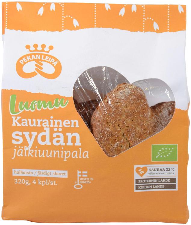 Pekan Leipä Luomu Kaurainen sydän jälkiuunipala 4kpl 320g