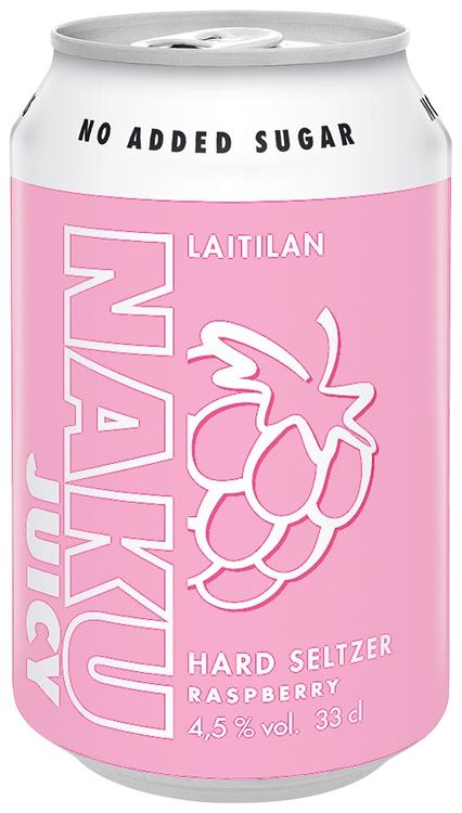 Laitilan Naku Juicy Raspberry 4,5% 0,33L hard seltzer