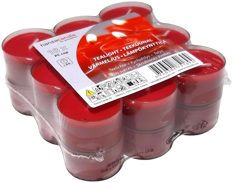 Hansa muovinen lämpökynttilä 6 h18 kappaletta punainen