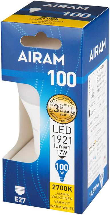 Airam LED 17W vakiolamppu opaali E27 1921lm 2700K