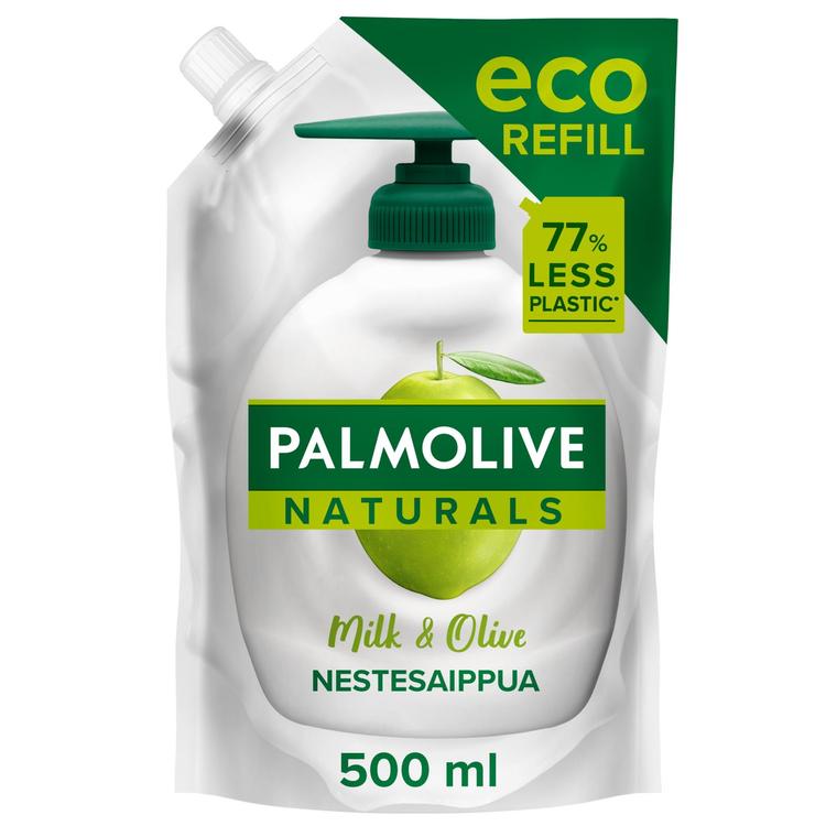 Palmolive Naturals Milk & Olive nestesaippua täyttöpussi 500ml