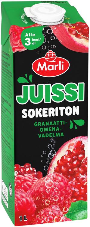 Marli Juissi Sokeriton Granaattiomena-vadelmamehujuoma 1 L