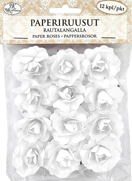 J.K. Primeco paperiruusut valkoinen 12kpl
