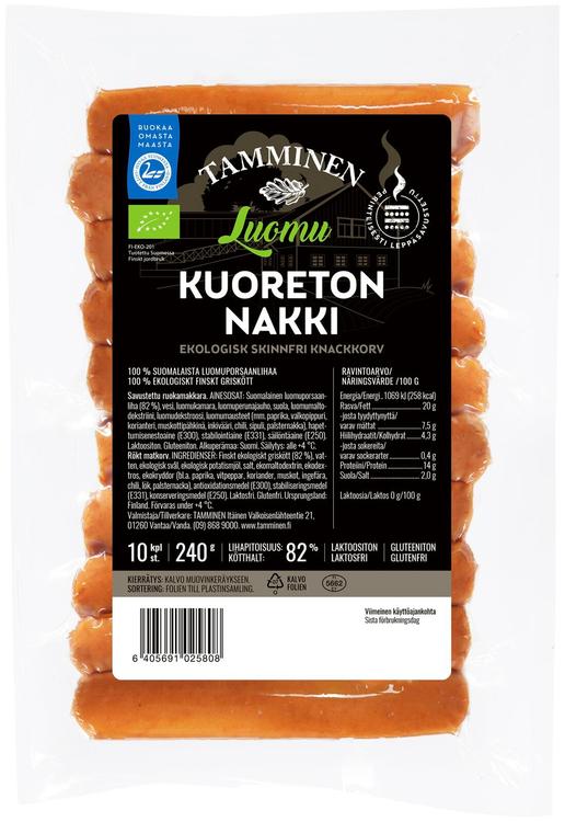 Tamminen Luomu kuoreton nakki 10kpl/240g