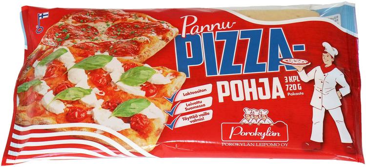 Porokylän Pannupizzapohja 3 x 240g, 720 g pakaste