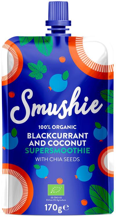 Smushie luomu mustaherukka kookos chia-siemen smoothie 170g