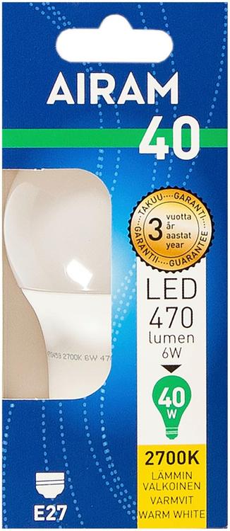 Airam LED 4.9W vakiolamppu opaali E27 470lm 2700K