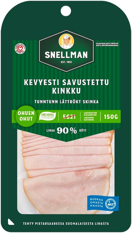 Snellman Ohuen ohut kevyesti savustettu kinkku 150g