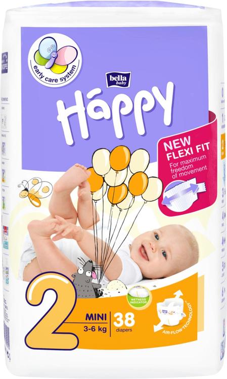 Happy teippivaippa mini 3-6kg 38kpl