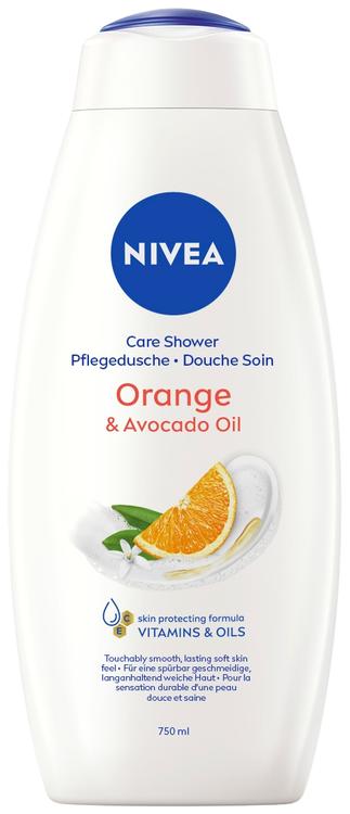 NIVEA 750ml Orange & Avocado Oil Caring Shower Cream -suihkusaippua