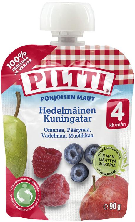 Piltti Pohjoisen maut 90g Hedelmäinen Kuningatar hedelmäsose 4kk annospussi