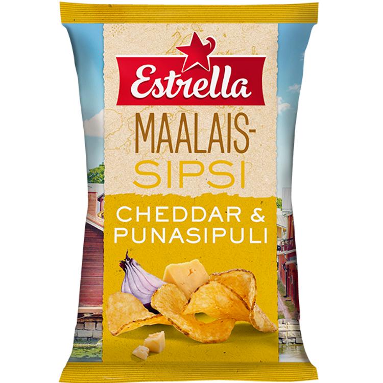 Estrella Maalaissipsi Cheddar & Punasipuli 180g