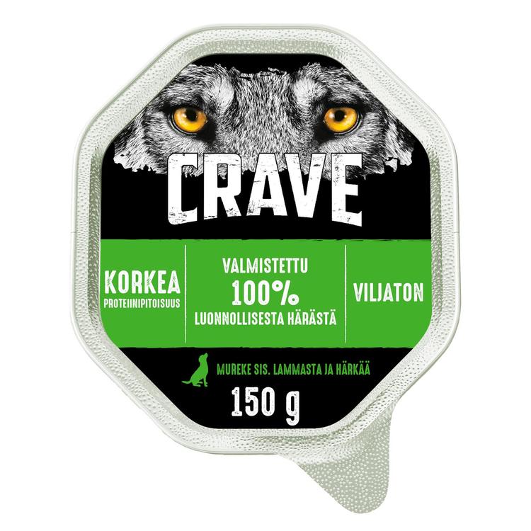 Crave Kosteaa koiranruokaa aikuisille koirille, Mureke sis. Lammasta & Härkää 150g