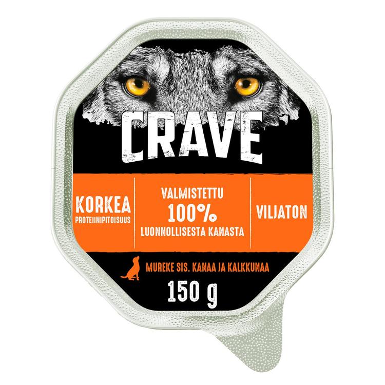 Crave Kosteaa koiranruokaa aikuisille koirille, Mureke sis. Kanaa & Kalkkunaa 150g