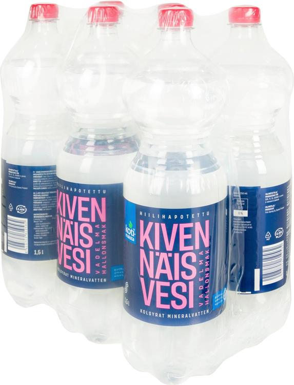 6 x Kotimaista Kivennäisvesi vadelma kevyesti hiilihapotettu 1,5l