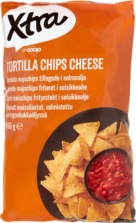 Xtra Tortilla Chips Cheese rapeat maissilastut 450 g