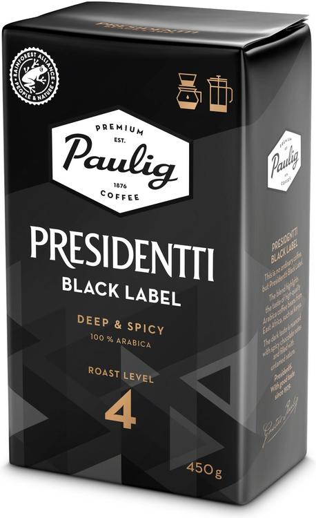 Paulig Presidentti Black Label kahvi suodatinjauhatus 450g