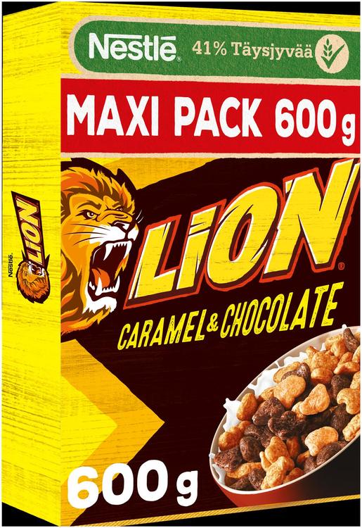 Nestlé Lion 600g suklaan ja toffeen makuisia vehnä-riisimuroja