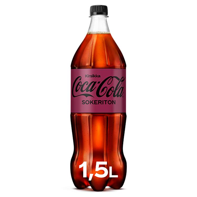 Coca-Cola Zero Sugar sokeriton Kirsikka virvoitusjuoma muovipullo 1,5 L