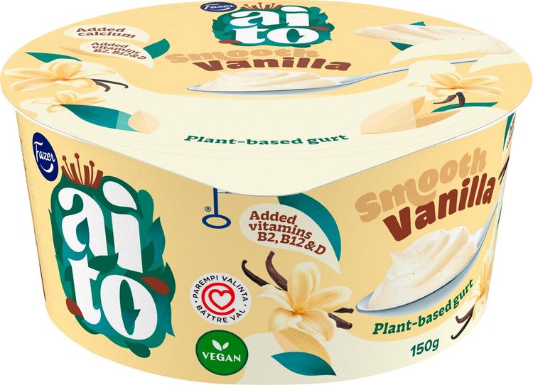 Fazer Aito Kasvipohjainen Gurtti Vanilja 150 g, vaniljakauravälipala
