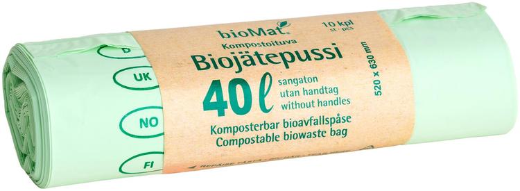 bioMat®Biojätepussi 40L 520x630mm 10kpl/rll