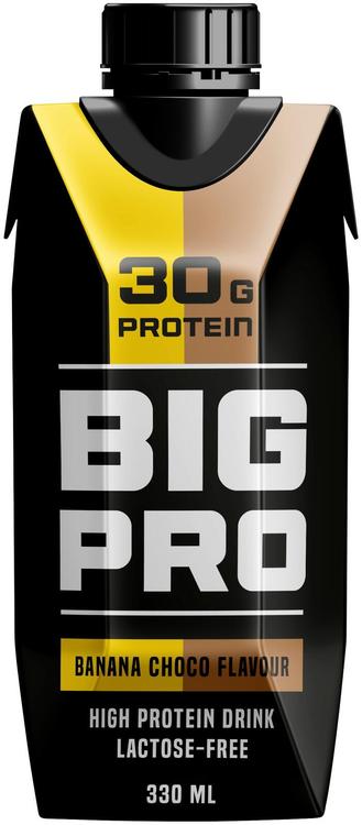 BIG PRO laktoositon banaani-suklaaproteiinijuoma 330 ml, UHT