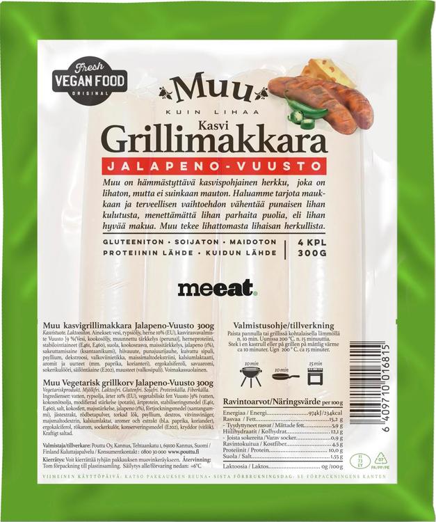 MUU Kasvigrillimakkara Jalapeno-vuusto 300 g