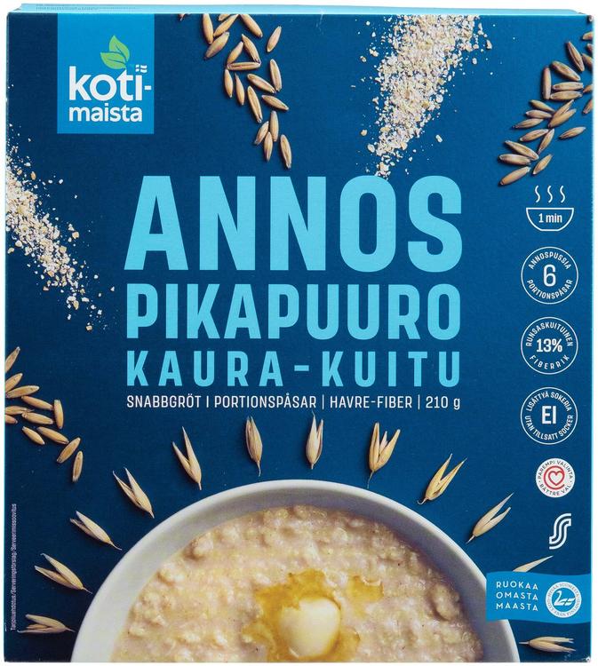 Kotimaista annospikapuuro kaurahiutale ja kuitu 210 g (6 x 35 g)