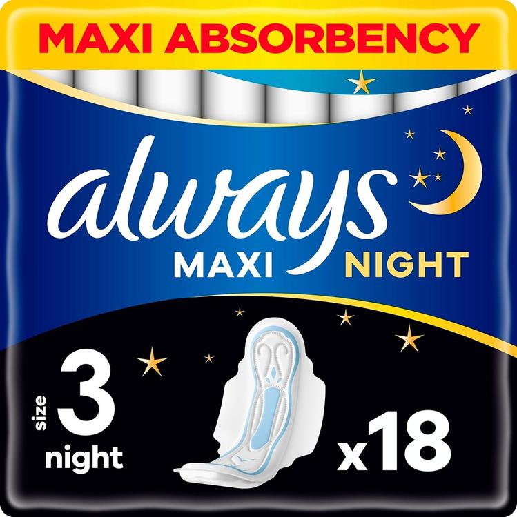 Always Maxi Night 3 siivekkeillä 18kpl terveysside