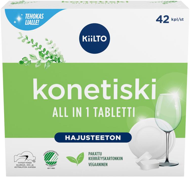 Kiilto All in 1 konetiskitabletti Hajusteeton 42 kpl