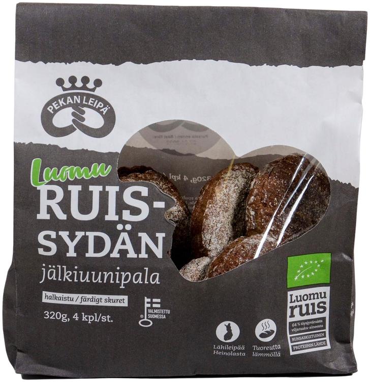 Pekan Leipä Luomu Ruissydän jälkiuunipala 4kpl 320g