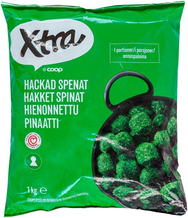 Xtra Hienonnettu pinaatti 1 kg pakaste