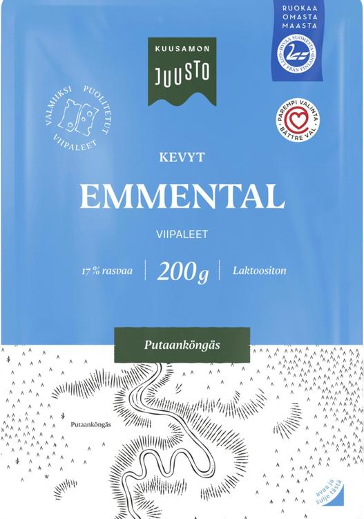 Kuusamon Juusto kevyt Emmental juustoviipale 17% 200 g