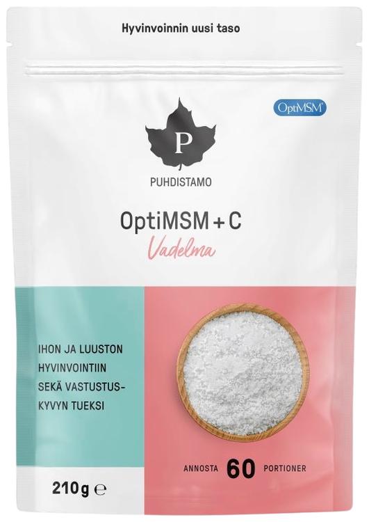 Puhdistamo OptiMSM+C -jauhe Vadelma 210 g